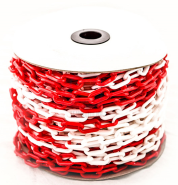 Цепь пластиковая красно-белая, 6мм, Бухта 50м