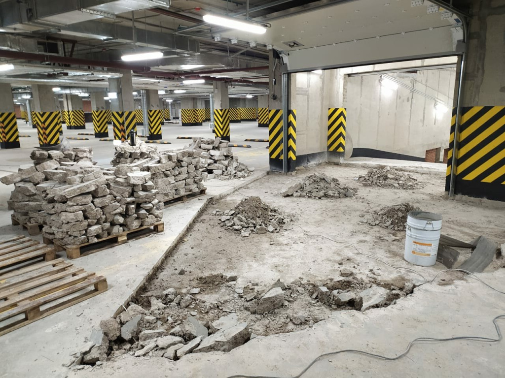 Устройство бетонного пола в подземном паркинге