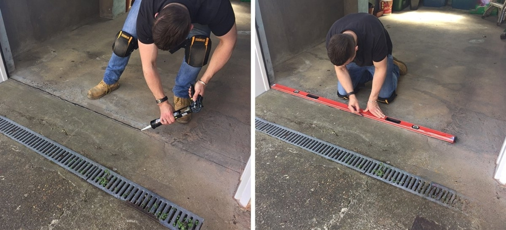 Подготовительные этапы установки кабель-канала на порог гаража