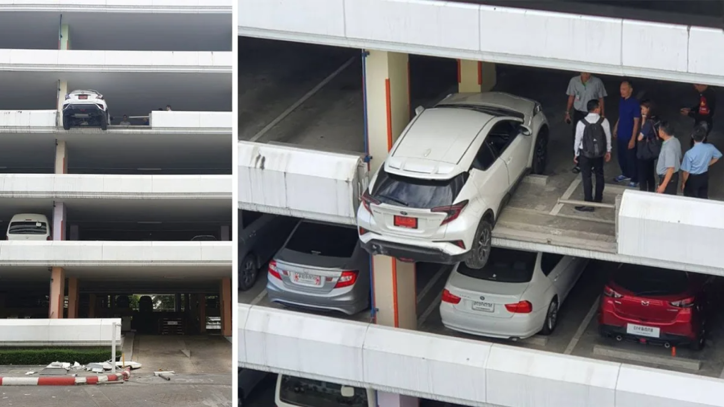 Водитель выехал за пределы многоярусной парковки