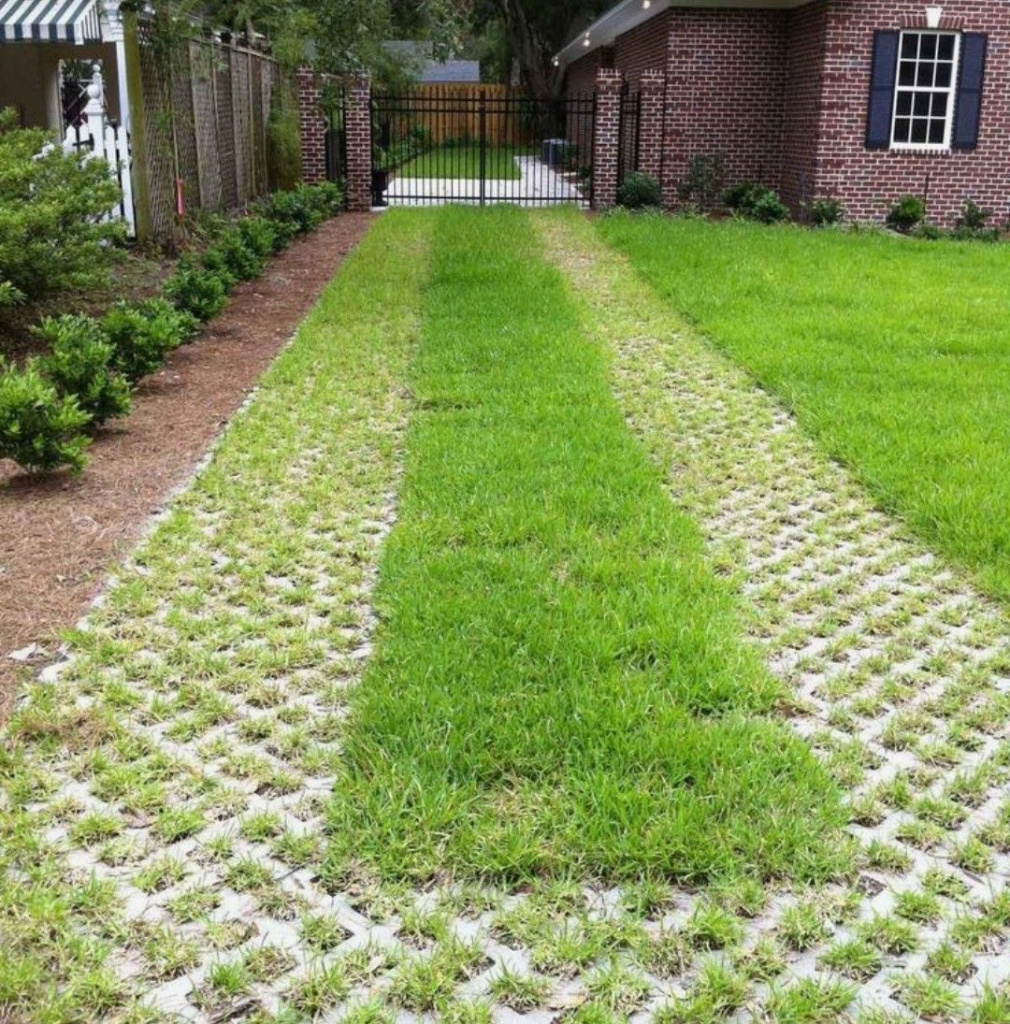 Газонная решетка установленная в колейную часть парковки