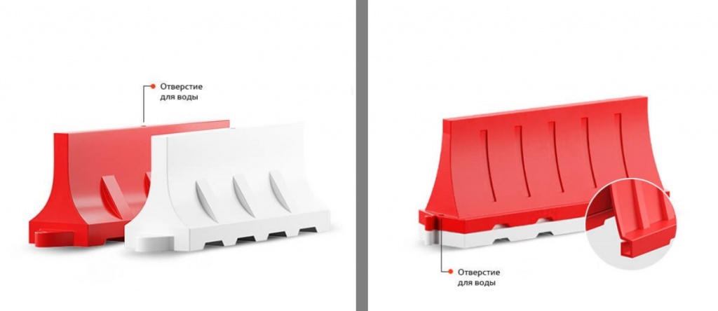 Отличие стандартного дорожного водоналивного барьера от вкладывающегося Отличие стандартного дорожного водоналивного барьера от вкладывающегося